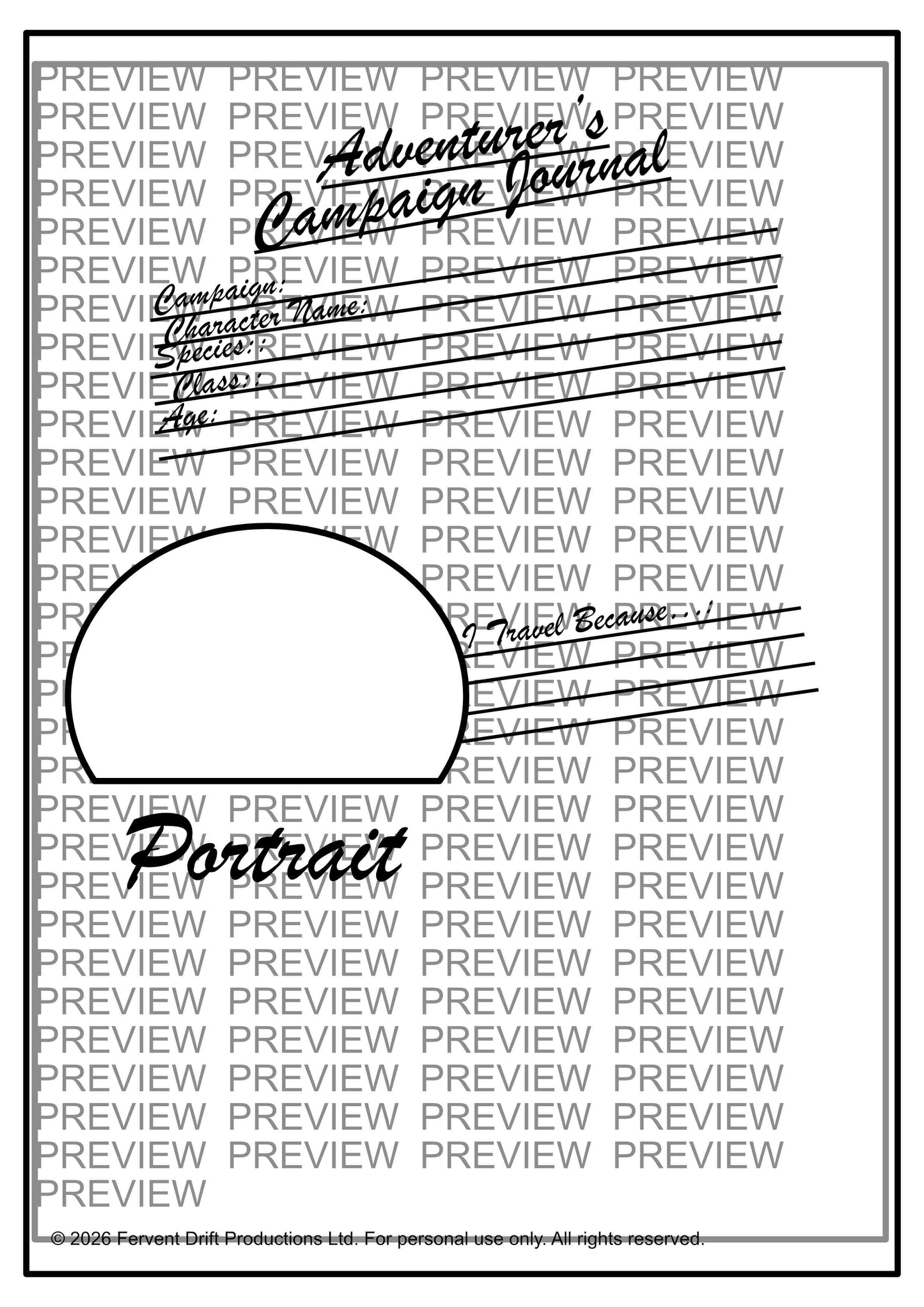 Printable RPG Journal Pages