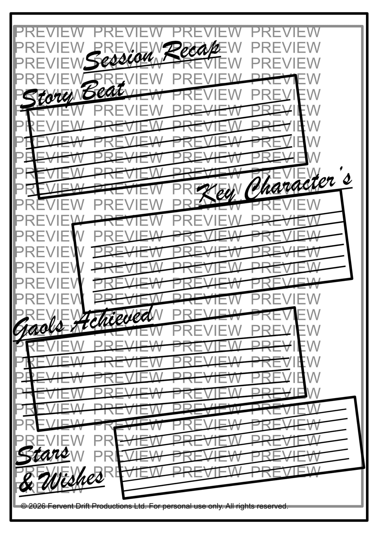 Printable RPG Journal Pages